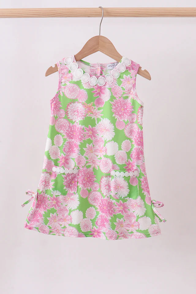 Pink Floral Lace Shift Dress