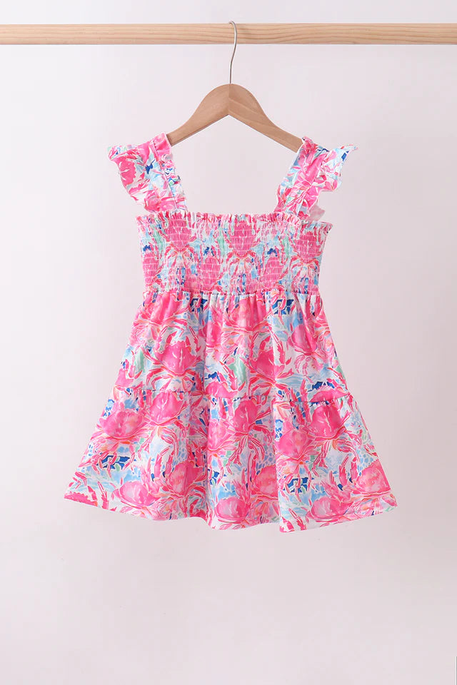 Pink Floral Tiered Ruffle Dress