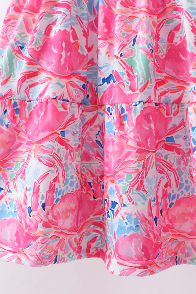 Pink Floral Tiered Ruffle Dress
