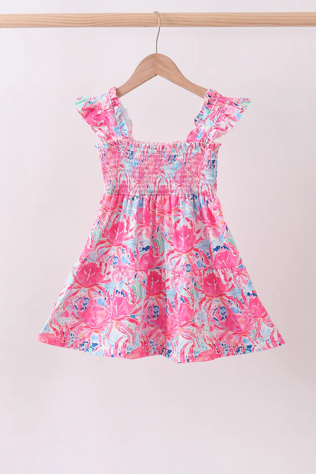 Pink Floral Tiered Ruffle Dress