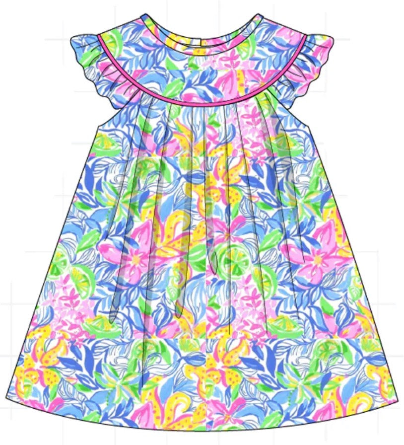Pink Lily Floral Print Dress