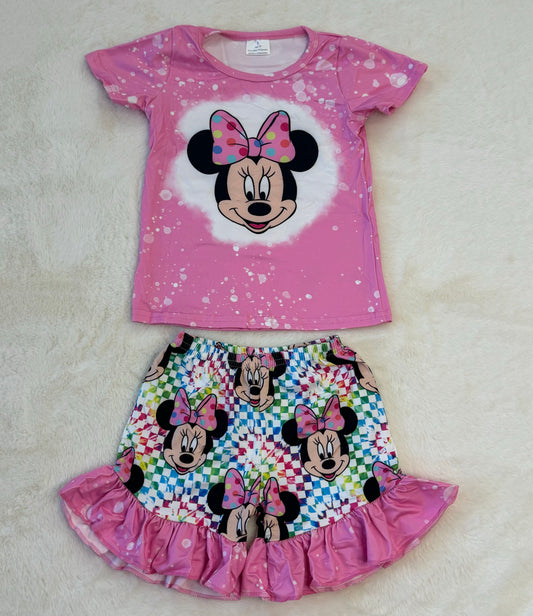 Pink Mouse Shorts Set