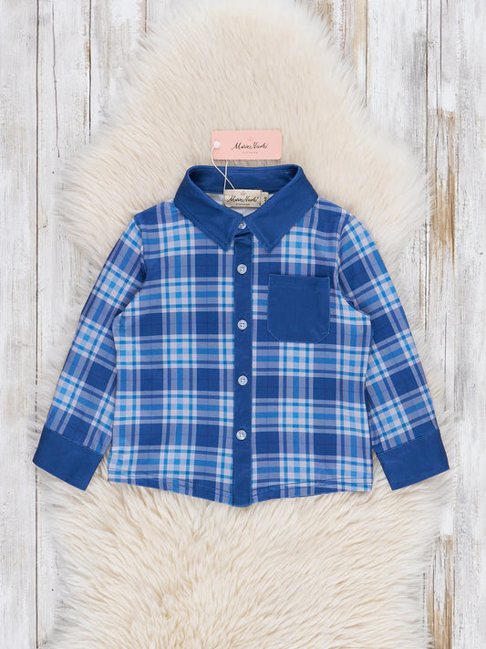 Pocket Button-Up Plaid - Blue