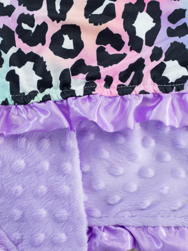 Purple Leopard Rainbow Minky Blanket