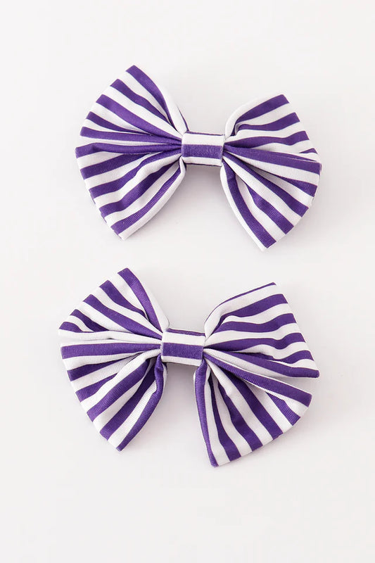 Purple Striped Clemson Tiger Bow