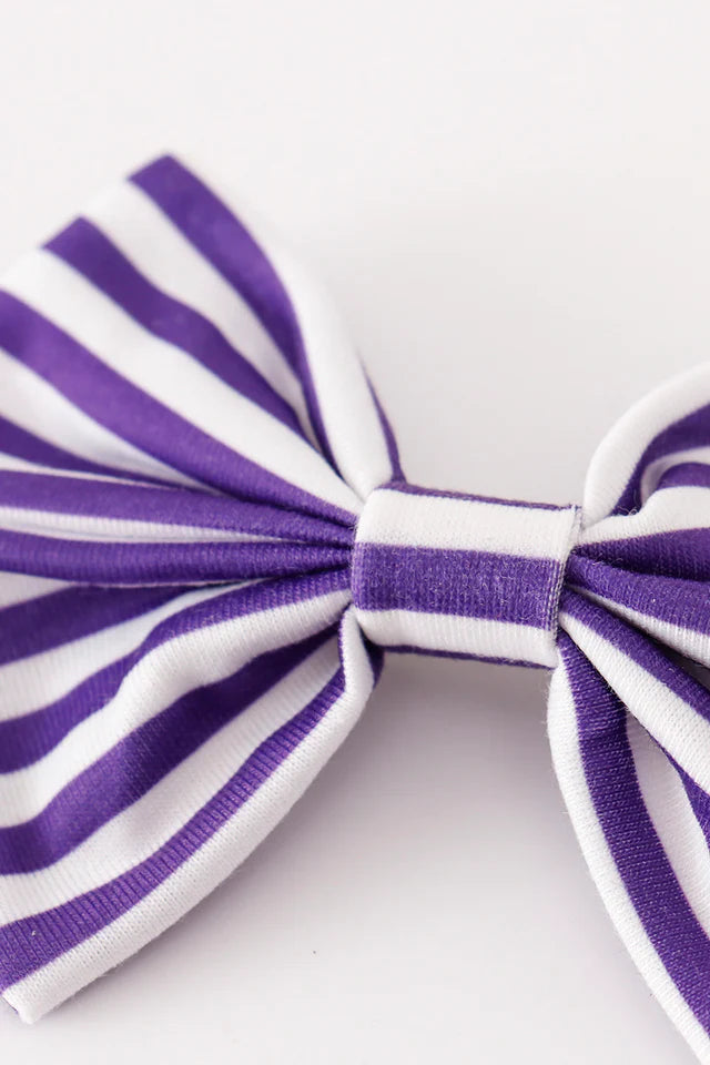 Purple Striped Clemson Tiger Bow