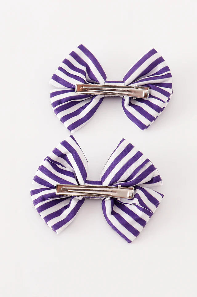 Purple Striped Clemson Tiger Bow