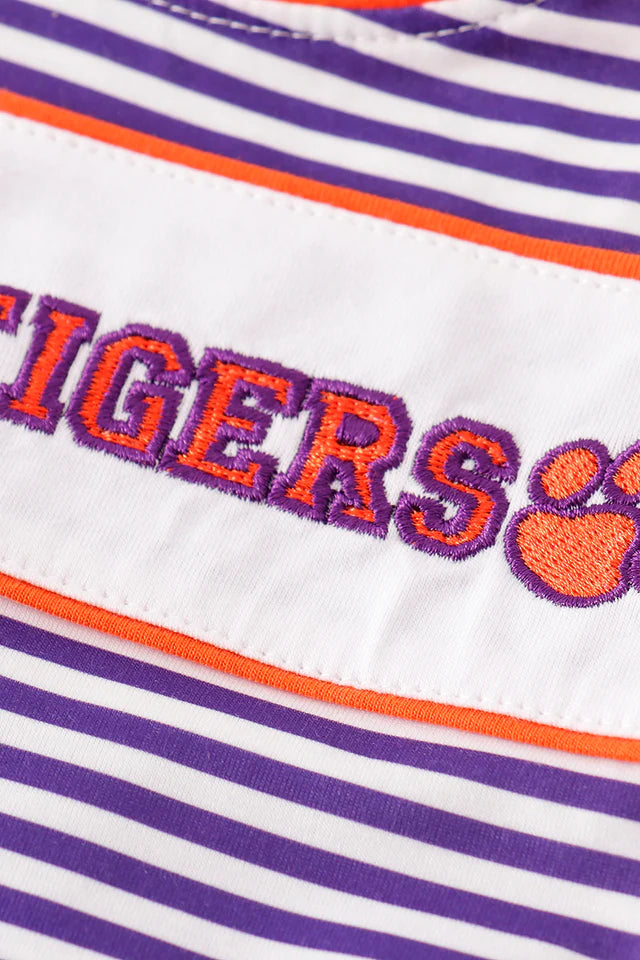 Purple Striped Clemson Tigers Boy Romper