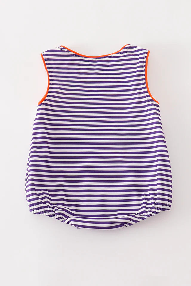 Purple Striped Clemson Tigers Boy Romper