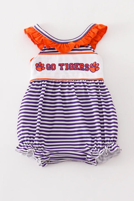 Purple Striped Clemson Tigers Girl Romper