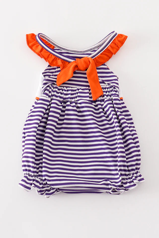 Purple Striped Clemson Tigers Girl Romper