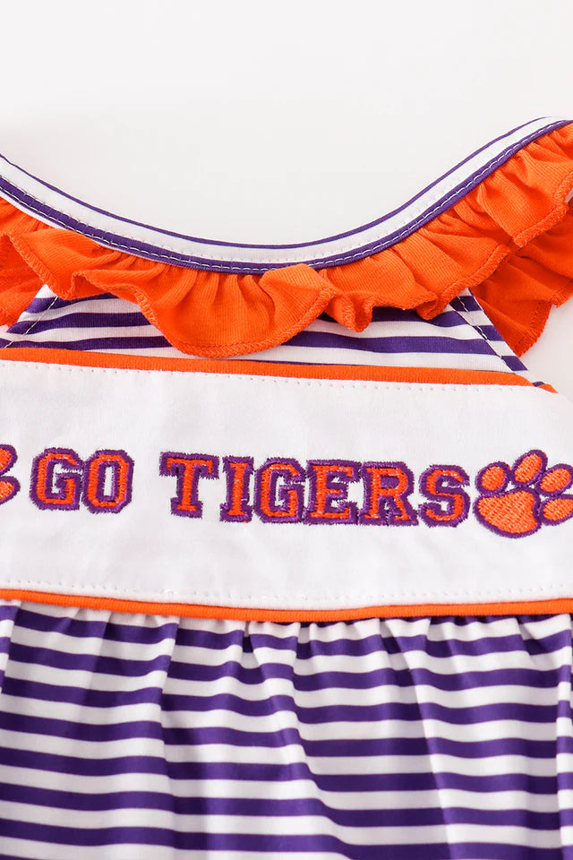 Purple Striped Clemson Tigers Girl Romper