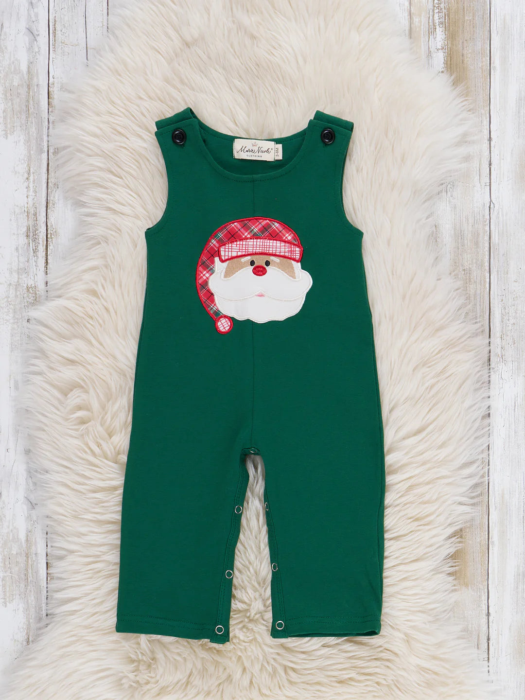 Santa's Little Elf Embroidered Overall Romper Set