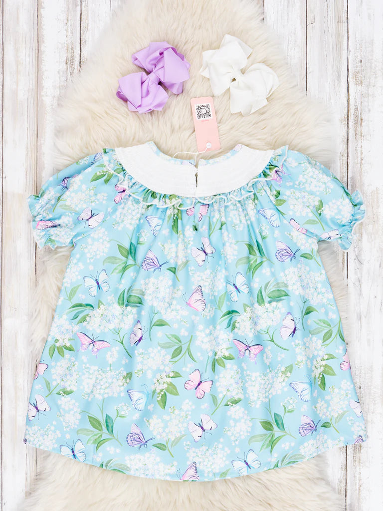 Smocked Blue Butterfly Dress