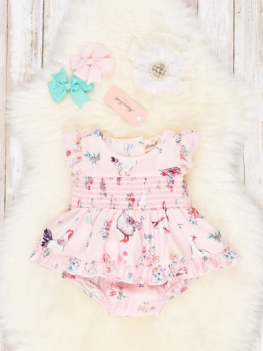 Smocked Chicken Ruffle Bloomers Outfit