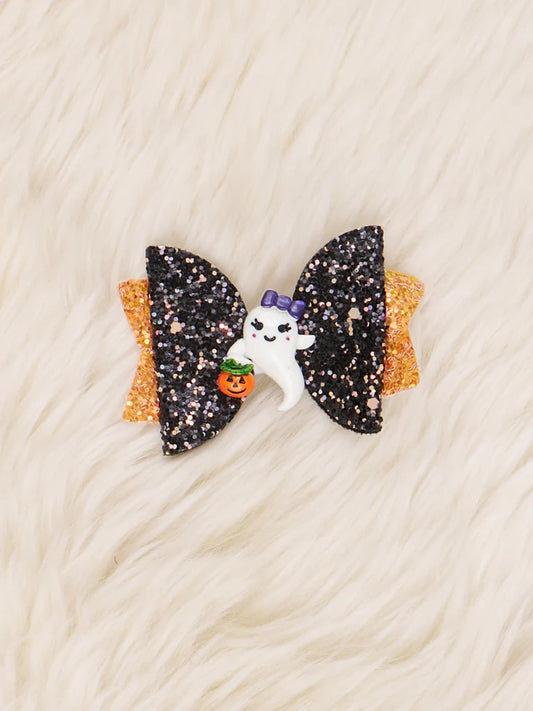 Sparkle Halloween Bow - Sassy Ghost