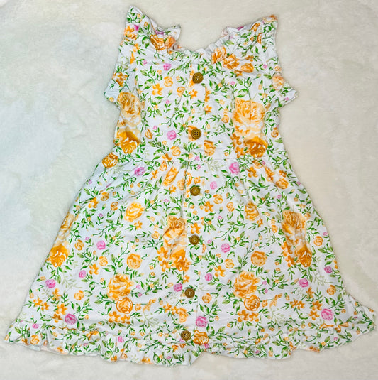 Yellow Floral Ruffle Dress