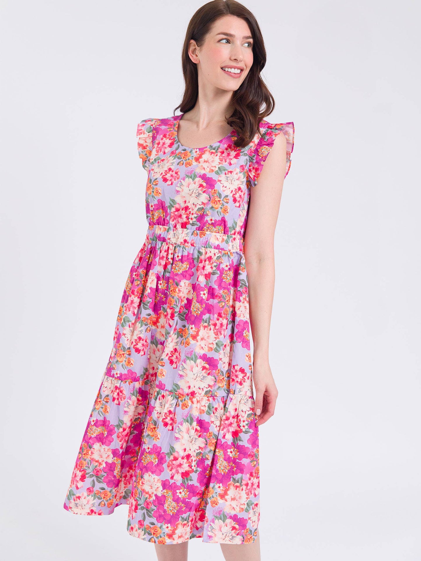 Women's Lavender Valley Tiered Midi Dress