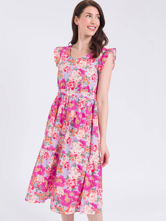 Women's Lavender Valley Tiered Midi Dress