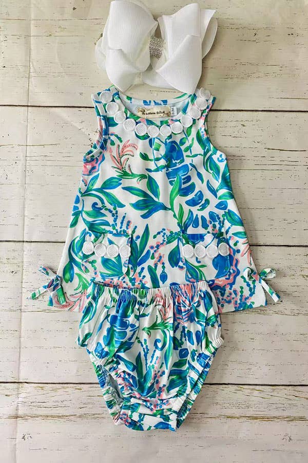 Floral Print Top & Bloomer Set