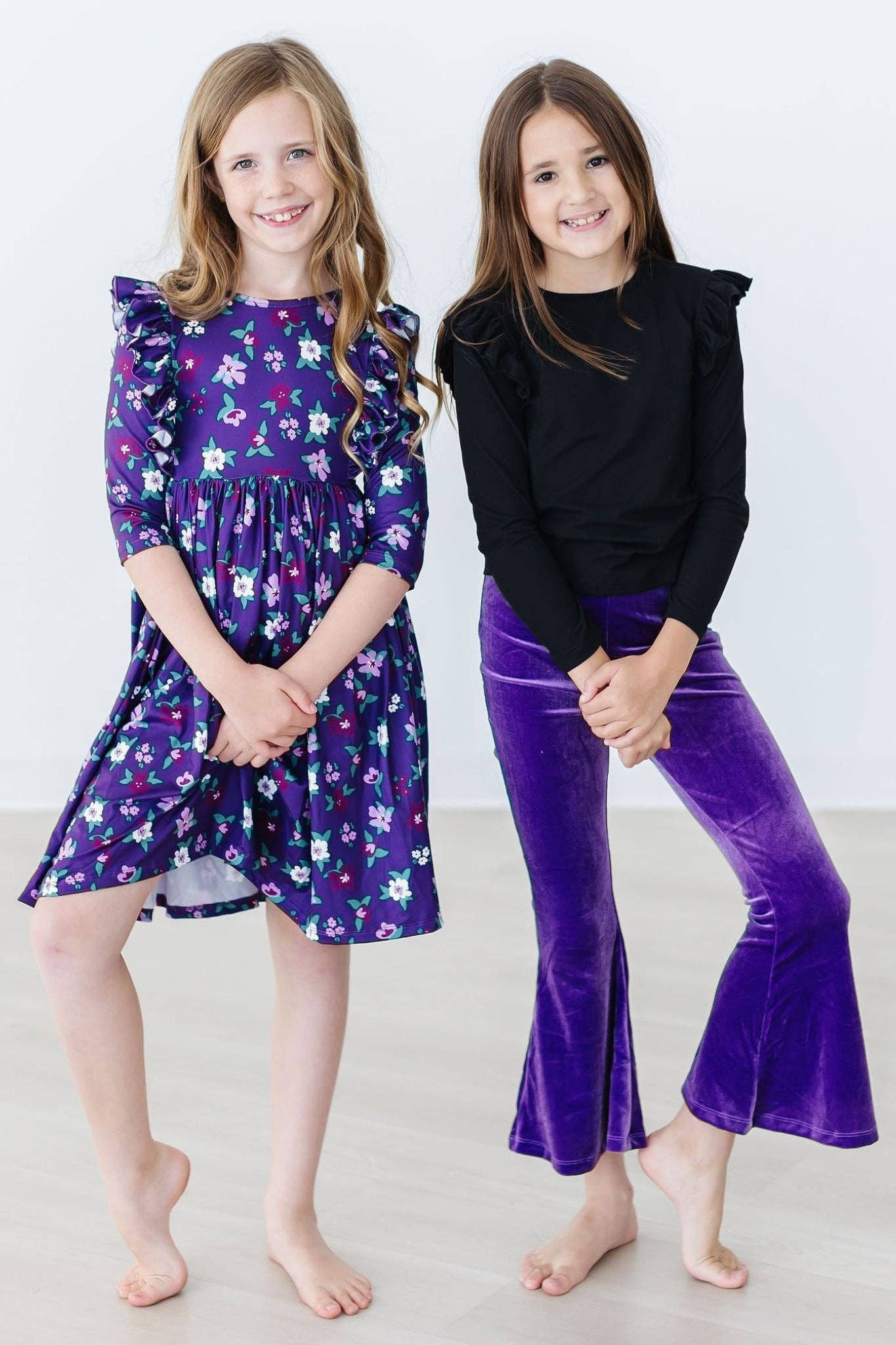 Purple Velvet Bell Bottom Pants