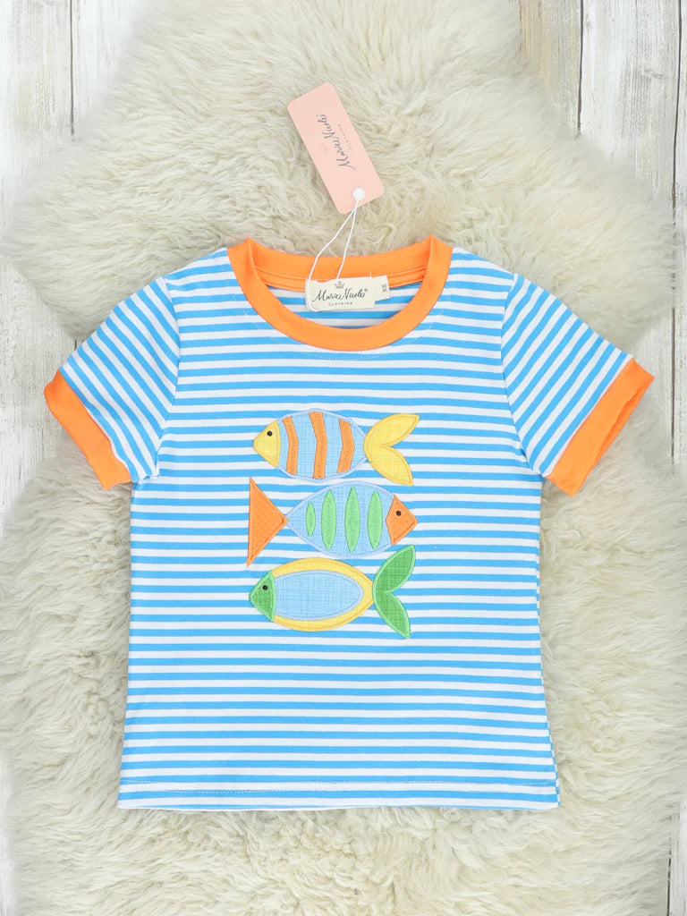 Blue Striped Fish Shirt