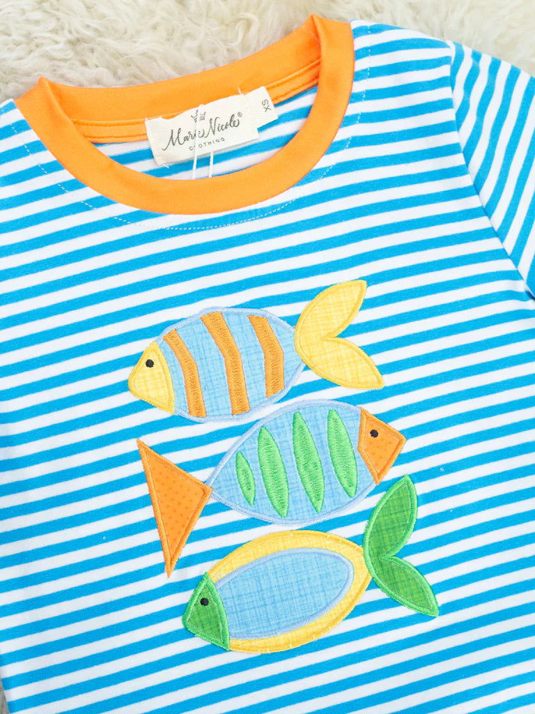 Blue Striped Fish Shirt