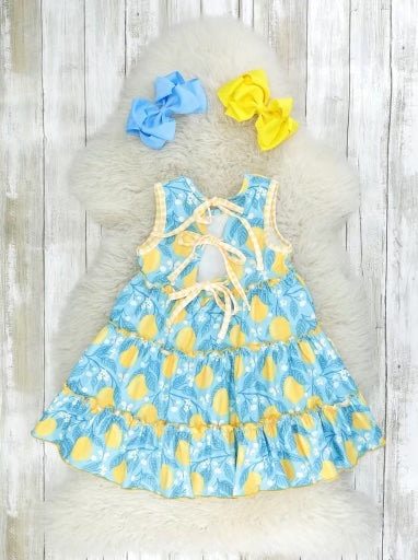 Blue Lemon Tie Ruffle Dress