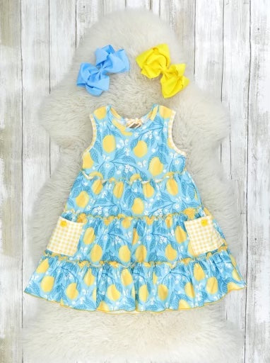 Blue Lemon Tie Ruffle Dress