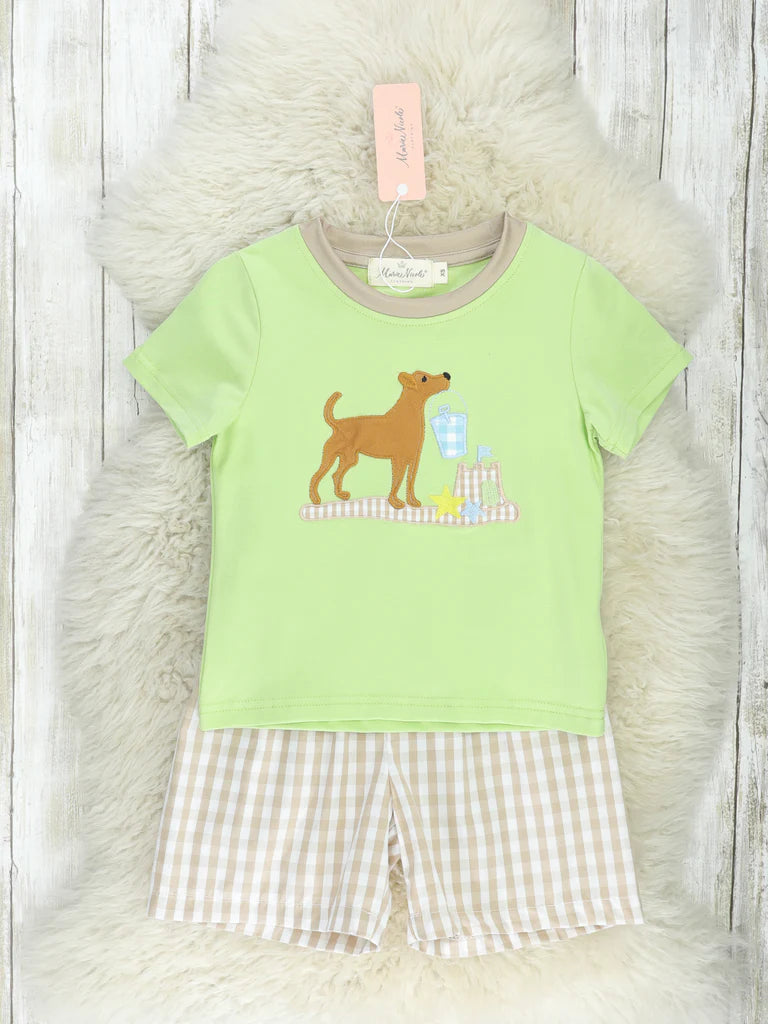 Lime Dog Gingham Outfit