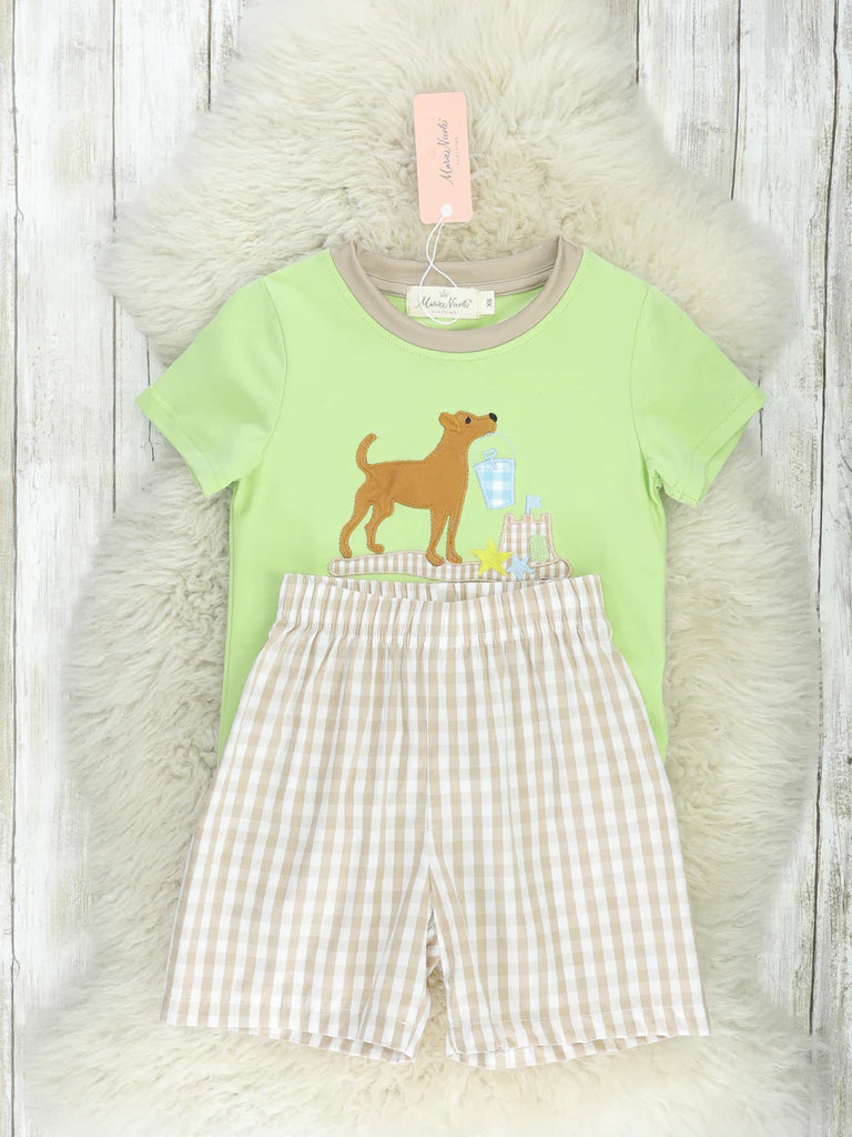 Lime Dog Gingham Outfit