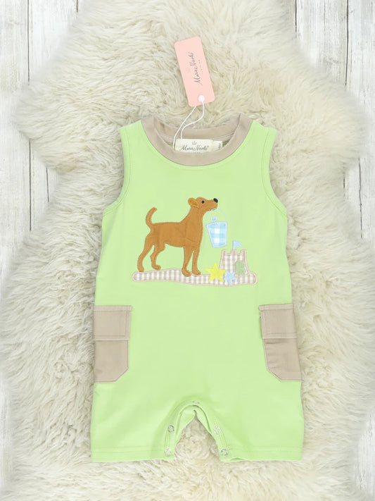 Lime Dog Gingham Romper