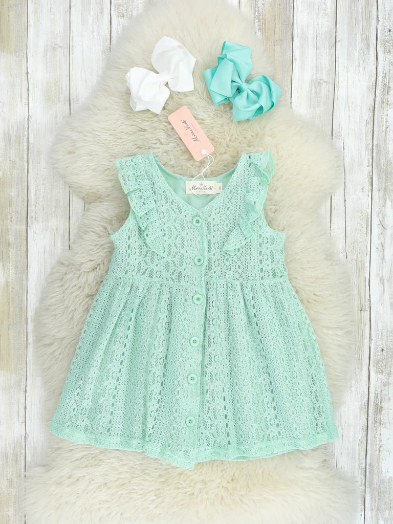 Mint Lace Button Dress