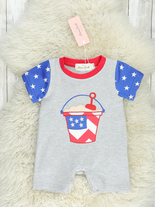 Patriotic Beach Bucket Romper